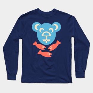 CUTE BEAR AND FISH Friendly Kawaii Kids Wild Forest Animal - UnBlink Studio by Jackie Tahara Long Sleeve T-Shirt